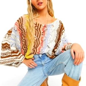 Free People Coral Reef Pullover NWOT